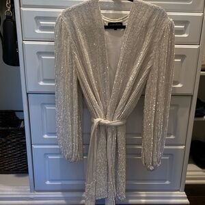 Retrofete Gabrielle White Sequin Robe Dress